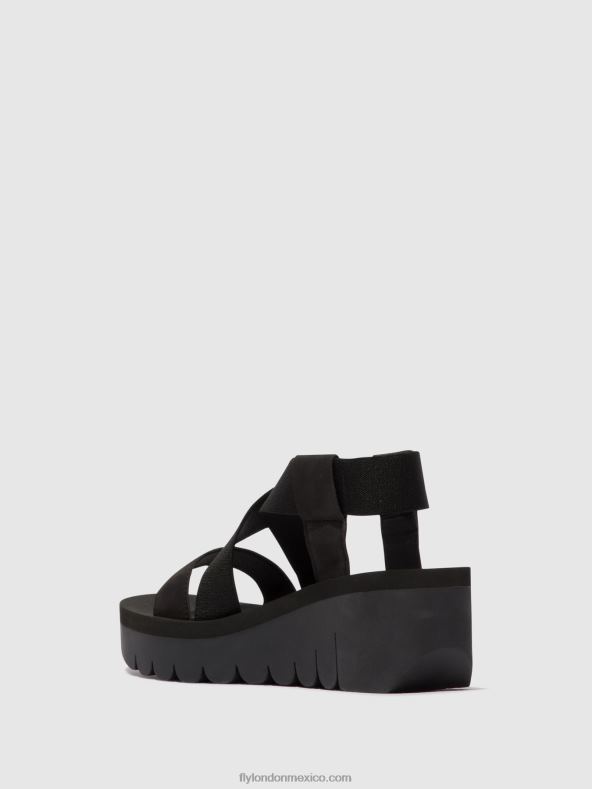 negro 2LT8B445 sandalias destalonadas yabi922 Fly London mujer