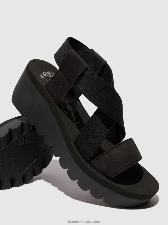 negro 2LT8B445 sandalias destalonadas yabi922 Fly London mujer