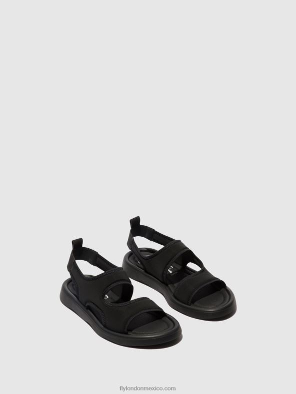 negro 2LT8B450 sandalias con tira trasera treq930 Fly London mujer