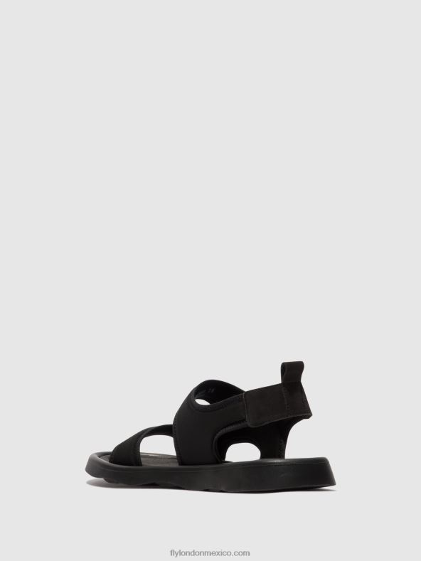 negro 2LT8B450 sandalias con tira trasera treq930 Fly London mujer