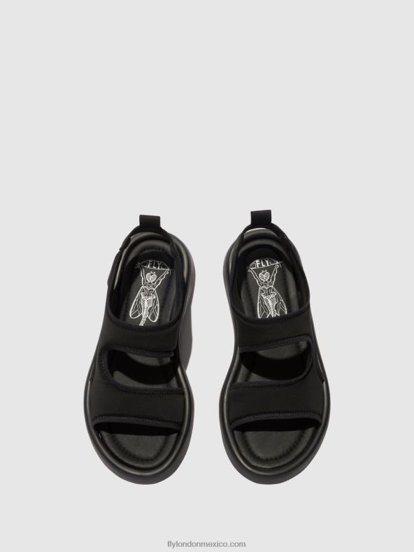 negro 2LT8B450 sandalias con tira trasera treq930 Fly London mujer