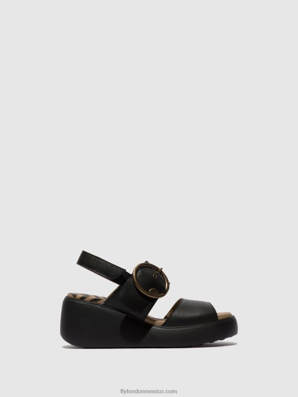 negro 2LT8B464 sandalias destalonadas digo939 Fly London mujer