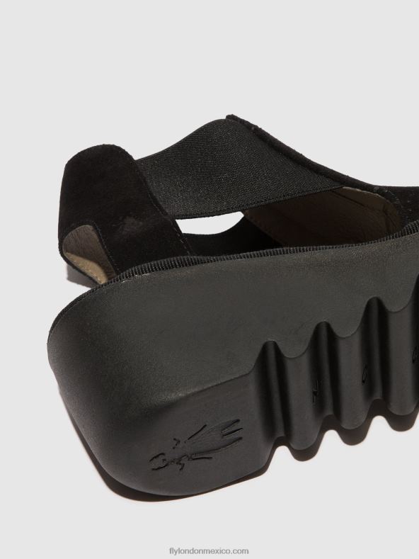 negro 2LT8B478 sandalias elásticas biga412 Fly London mujer