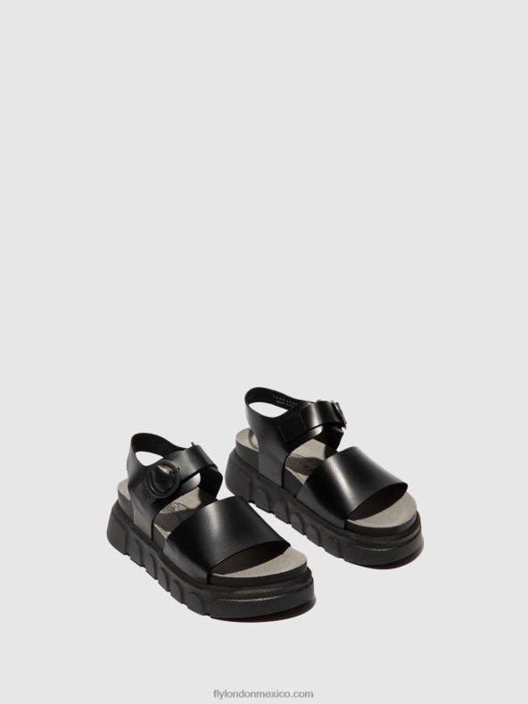 negro 2LT8B506 sandalias con correa en el tobillo cree947 Fly London mujer