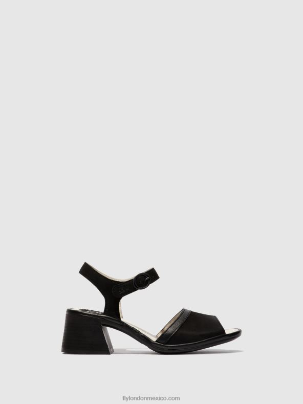 negro 2LT8B531 sandalias con correa en el tobillo lear374 Fly London mujer