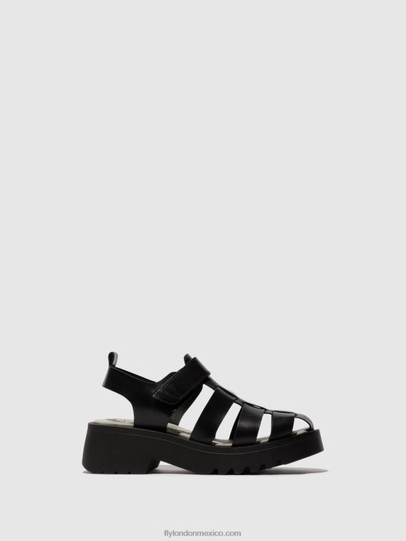 negro 2LT8B537 sandalias de tiras maie850 Fly London mujer