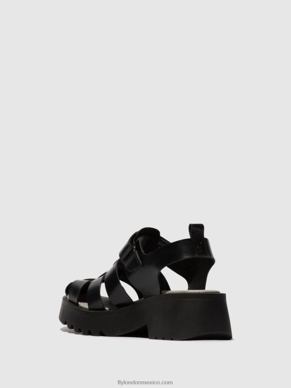 negro 2LT8B537 sandalias de tiras maie850 Fly London mujer