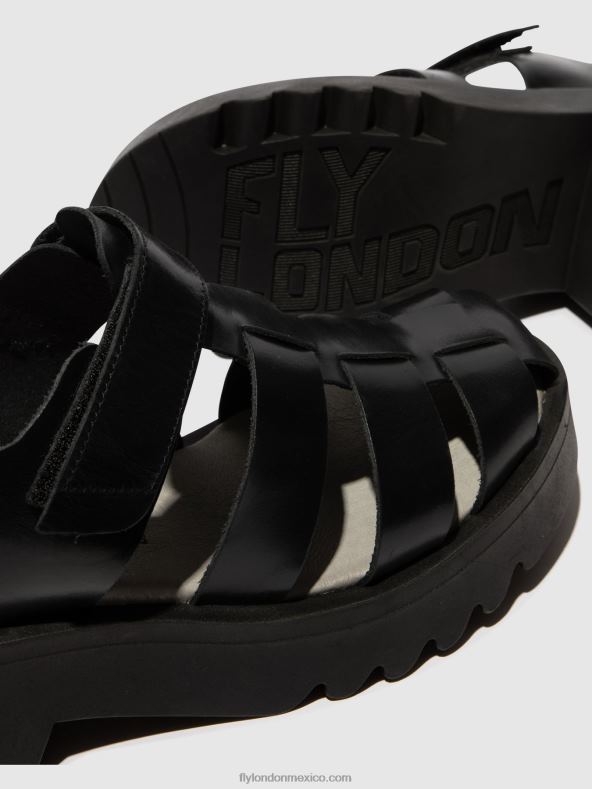 negro 2LT8B537 sandalias de tiras maie850 Fly London mujer