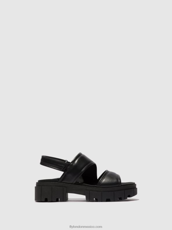 negro 2LT8B542 sandalias con tira trasera jira865 Fly London mujer