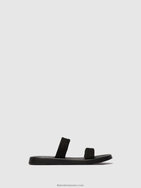 negro 2LT8B554 sandalias planas taja872 Fly London mujer