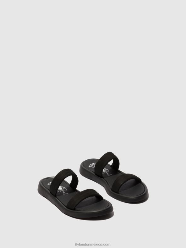 negro 2LT8B554 sandalias planas taja872 Fly London mujer