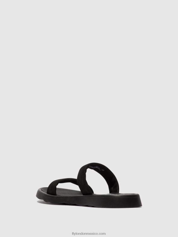 negro 2LT8B554 sandalias planas taja872 Fly London mujer