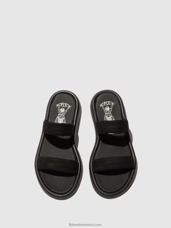 negro 2LT8B554 sandalias planas taja872 Fly London mujer