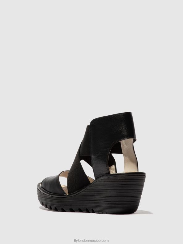 negro 2LT8B561 sandalias cruzadas yuba385 Fly London mujer