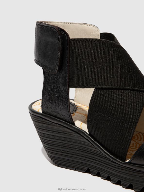 negro 2LT8B561 sandalias cruzadas yuba385 Fly London mujer