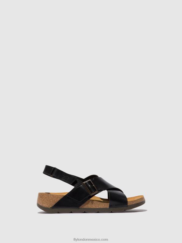 negro 2LT8B588 sandalias cruzadas chlo852 Fly London mujer