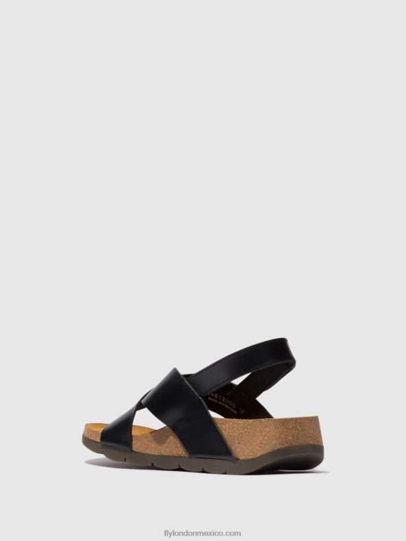 negro 2LT8B588 sandalias cruzadas chlo852 Fly London mujer