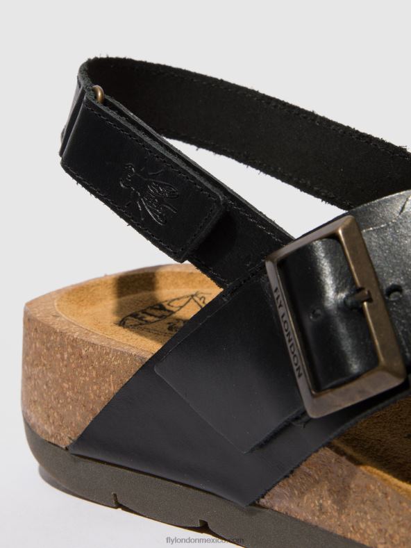 negro 2LT8B588 sandalias cruzadas chlo852 Fly London mujer