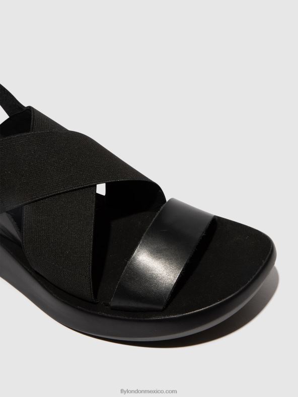negro 2LT8B593 sandalias cruzadas baji848 Fly London mujer