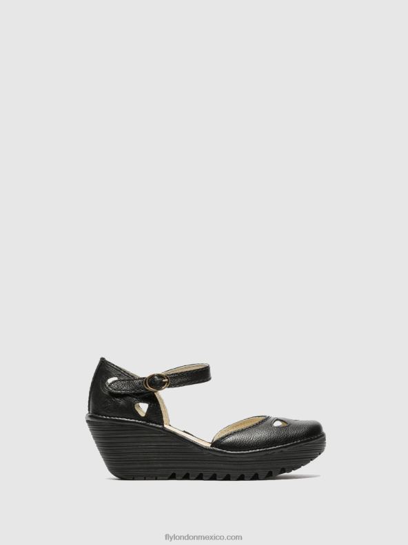 negro 2LT8B616 sandalias cuña yuna Fly London mujer