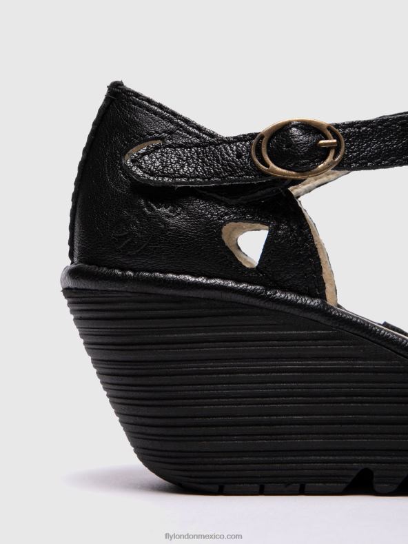 negro 2LT8B616 sandalias cuña yuna Fly London mujer