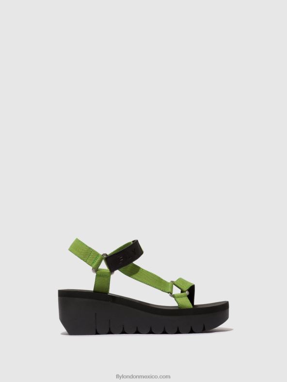 negro/aguacate (negro 2LT8B394 sandalias velcro yefa726 Fly London mujer