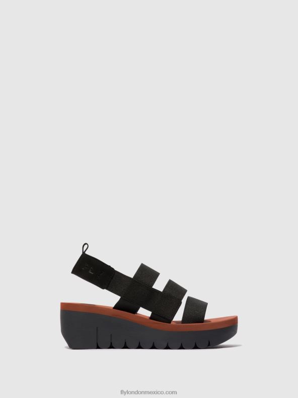 negro (ladrillo) 2LT8B536 sandalias de tiras yere847 Fly London mujer