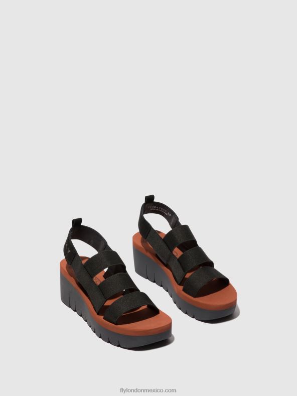 negro (ladrillo) 2LT8B536 sandalias de tiras yere847 Fly London mujer