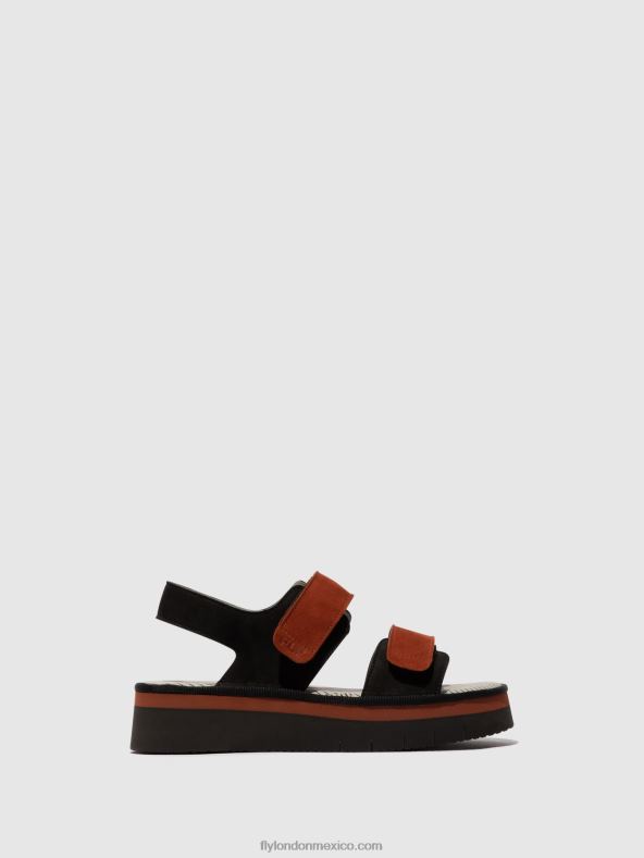 negro/ladrillo 2LT8B576 sandalias destalonadas cori377 Fly London mujer