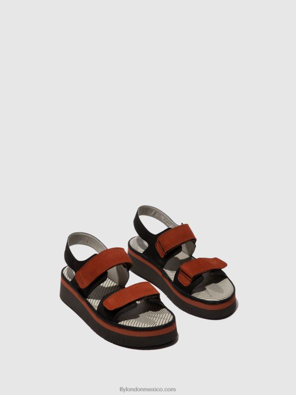 negro/ladrillo 2LT8B576 sandalias destalonadas cori377 Fly London mujer