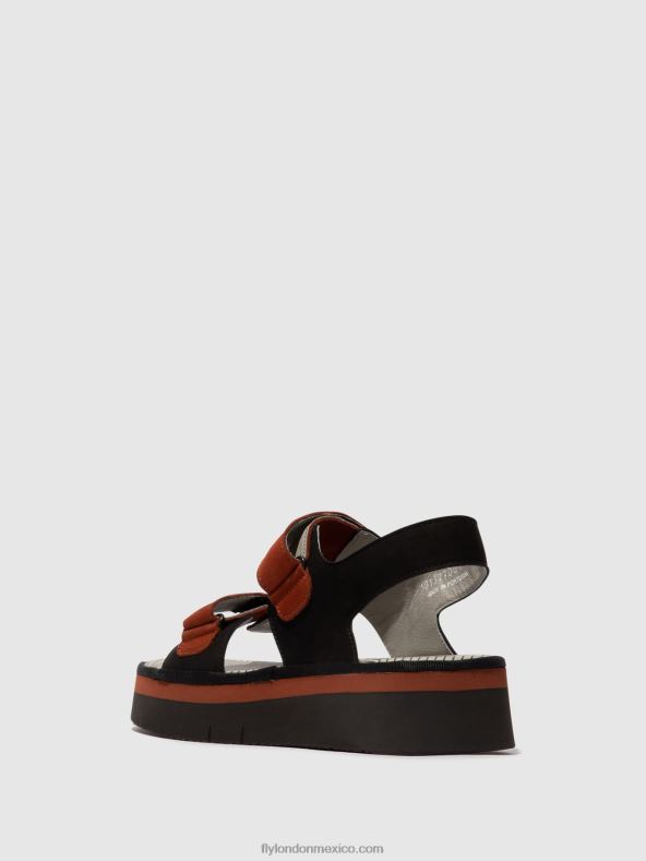 negro/ladrillo 2LT8B576 sandalias destalonadas cori377 Fly London mujer