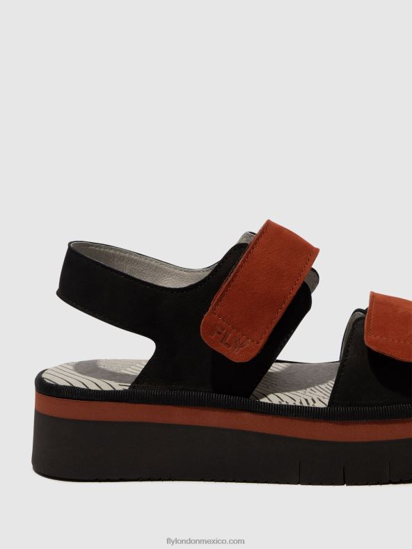 negro/ladrillo 2LT8B576 sandalias destalonadas cori377 Fly London mujer