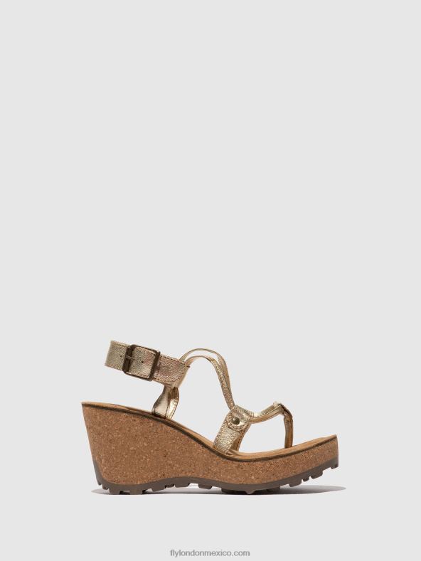 oro 2LT8B521 sandalias con correa en T Dios mío Fly London mujer