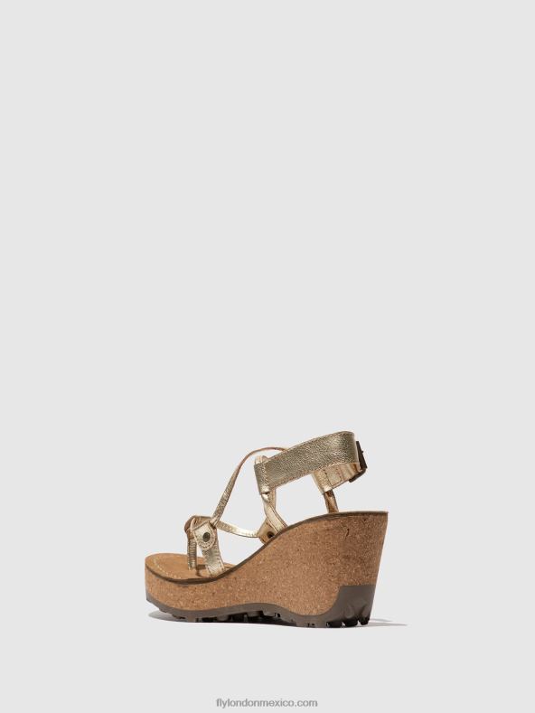 oro 2LT8B521 sandalias con correa en T Dios mío Fly London mujer