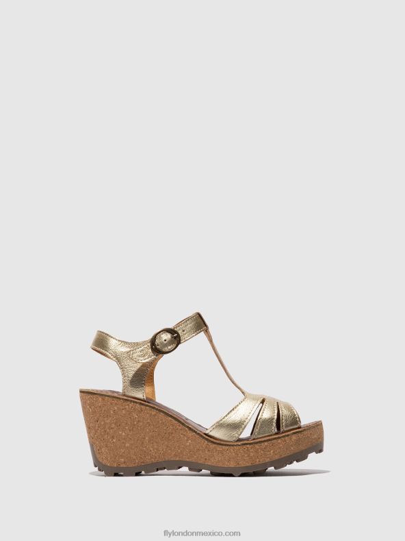 oro 2LT8B524 sandalias con correa en T Fly London mujer