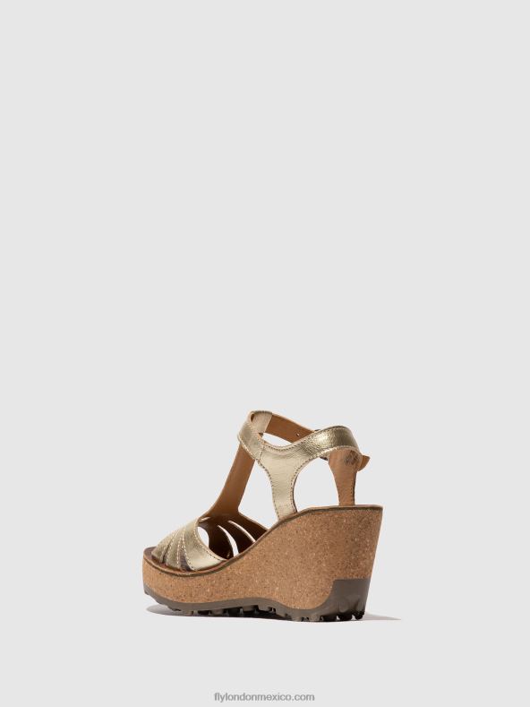 oro 2LT8B524 sandalias con correa en T Fly London mujer