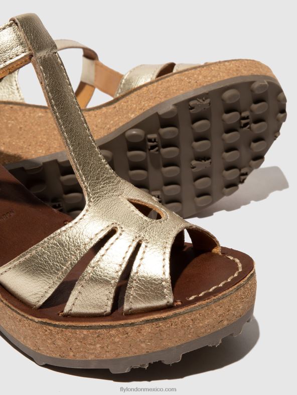 oro 2LT8B524 sandalias con correa en T Fly London mujer