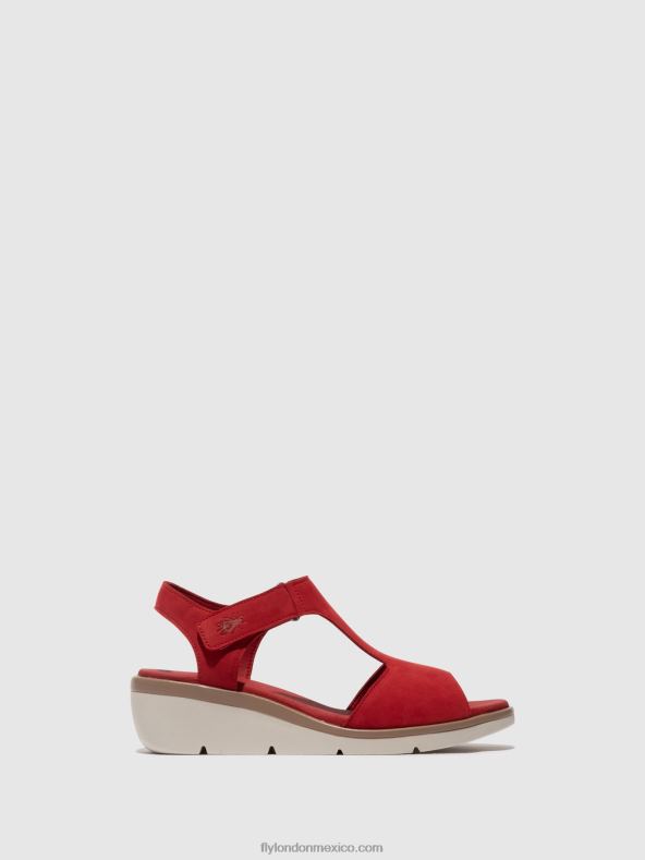 pintalabios rojo 2LT8B403 sandalias t-strap nova932 Fly London mujer