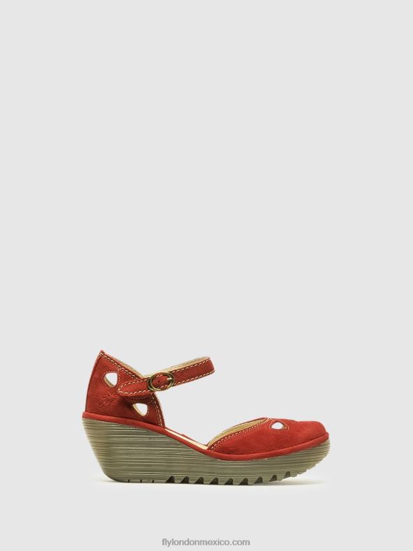 pintalabios rojo 2LT8B617 sandalias cuña yuna Fly London mujer