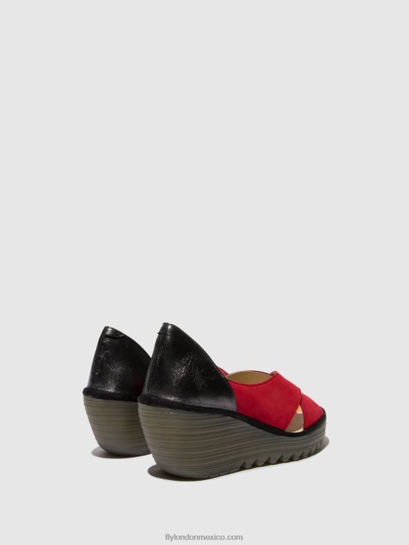 pintalabios rojo/grafito 2LT8B483 sandalias cruzadas yoma307 Fly London mujer