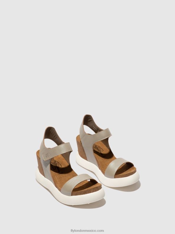 plata 2LT8B400 sandalias velcro gogo967 Fly London mujer