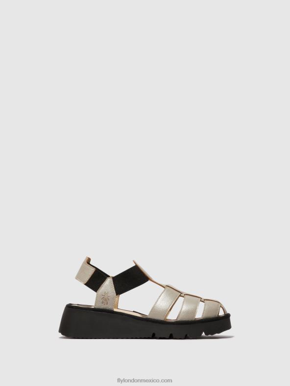 plata 2LT8B405 sandalias t-strap pefi429 Fly London mujer