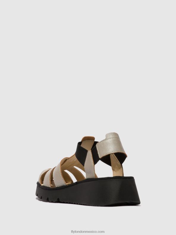 plata 2LT8B405 sandalias t-strap pefi429 Fly London mujer