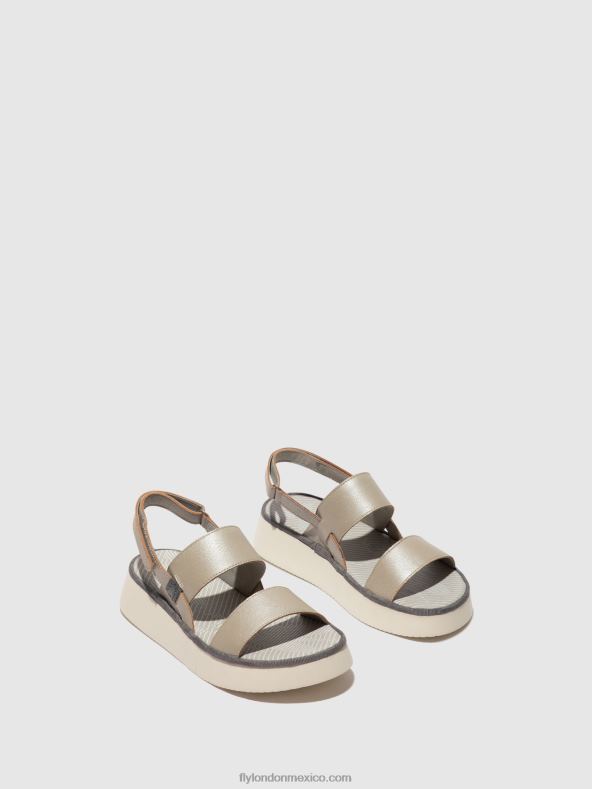 plata 2LT8B463 sandalias destalonadas cura318 Fly London mujer