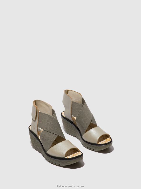 plata 2LT8B477 sandalias cruzadas yuba385 Fly London mujer
