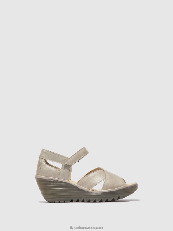 plata 2LT8B565 sandalias con correa en el tobillo yent365 Fly London mujer