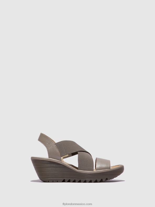plata 2LT8B615 sandalias cruzadas yaji888 Fly London mujer