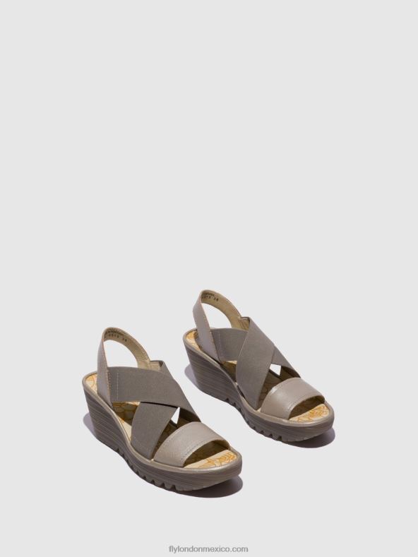 plata 2LT8B615 sandalias cruzadas yaji888 Fly London mujer