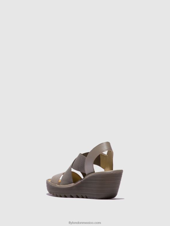 plata 2LT8B615 sandalias cruzadas yaji888 Fly London mujer