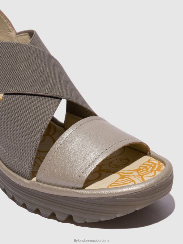 plata 2LT8B615 sandalias cruzadas yaji888 Fly London mujer